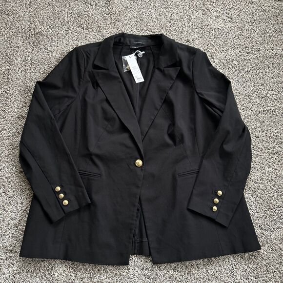 NWT $89 Lane Bryant size 24 THE BRYANT BLAZER One Gold Button Closure BLACK K24 - Picture 1 of 11
